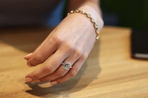 emerald cut moissanite ring