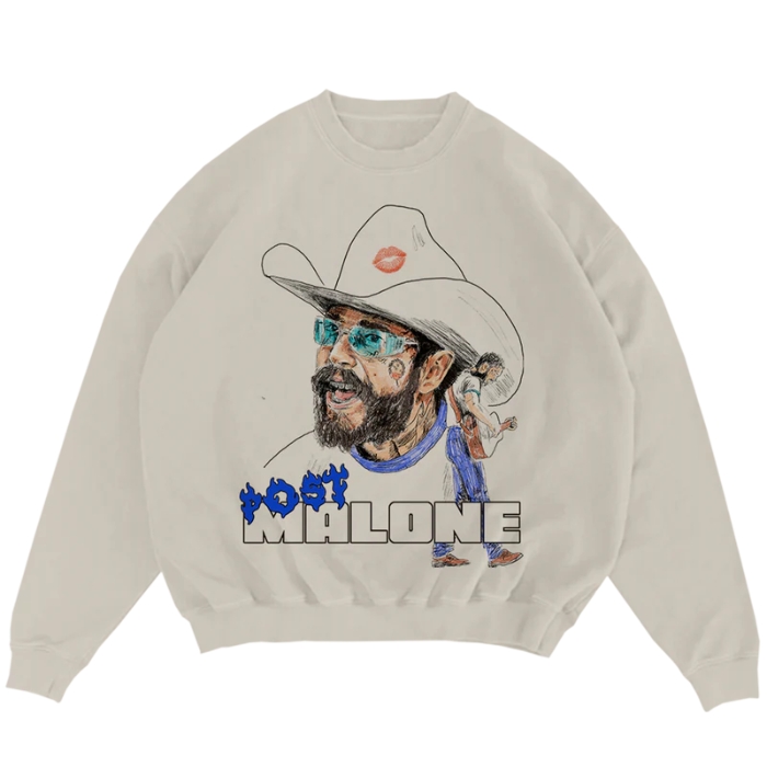Post Malone Blue Flame Crewneck