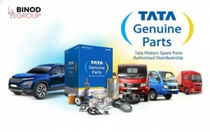 Genuine Tata spare parts display in Guwahati showroom.