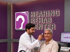 Professional audiologist conducting a hearing assessment in Lahore