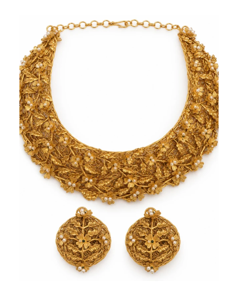handcrafted gold-plated jewellery set handcrafted gold-plated jewellery set